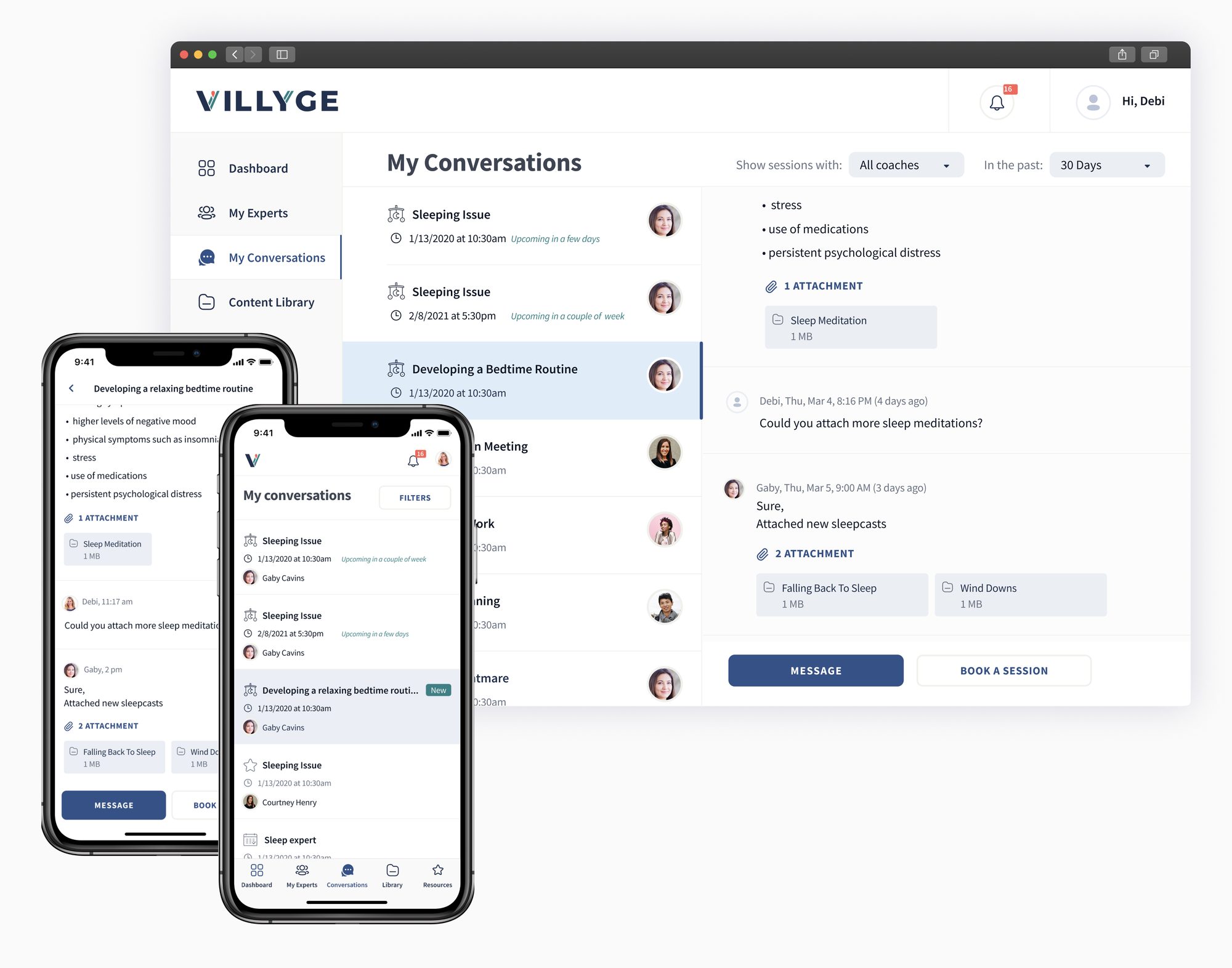 My Conversations, desktop and mobile